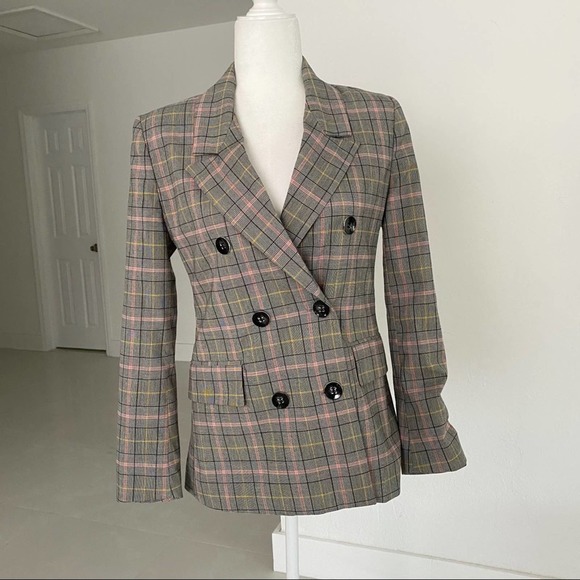 NY & Company Pink Plaid Double-Breasted Jacket - 7th Avenue - Picture 7 of 11